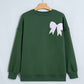 Blackish Green Striped Bow Graphic Oversized Sweatshirt — image 04