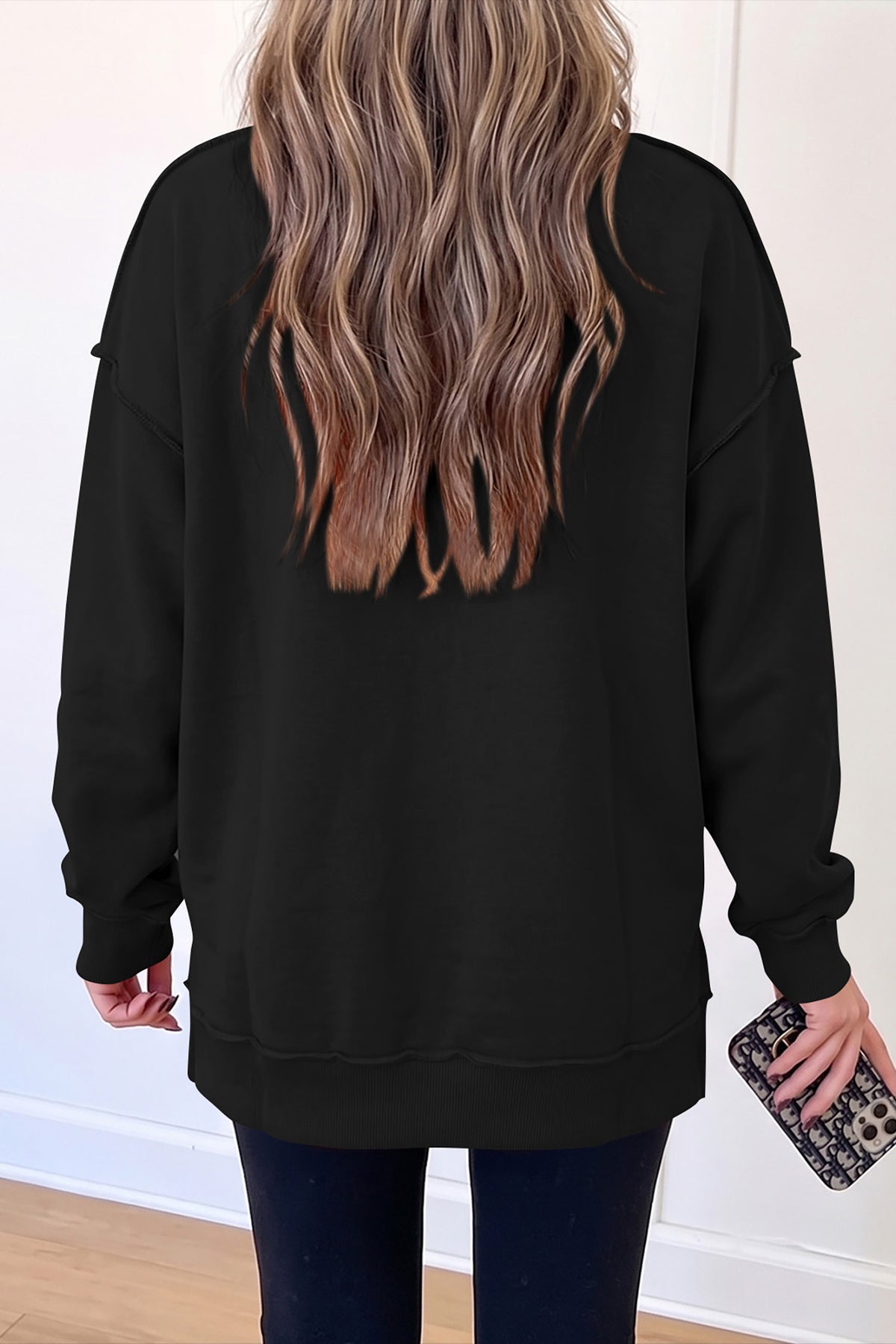 Black Plaid Merry Christmas High Neck Sweatshirt — image 04