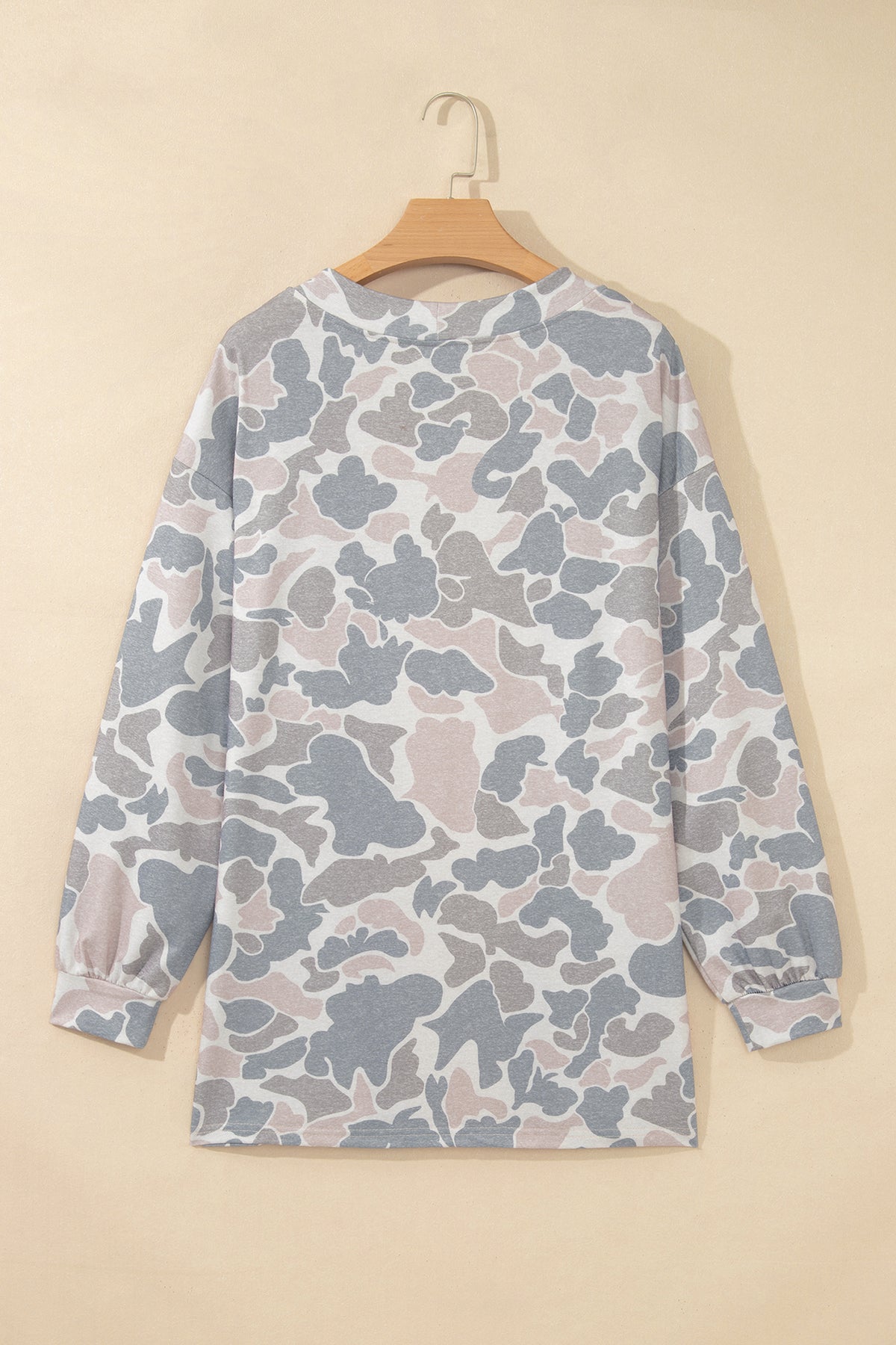Multicolor Camouflage Print Long Sleeve Open Front Tunic Cardigan — image 04