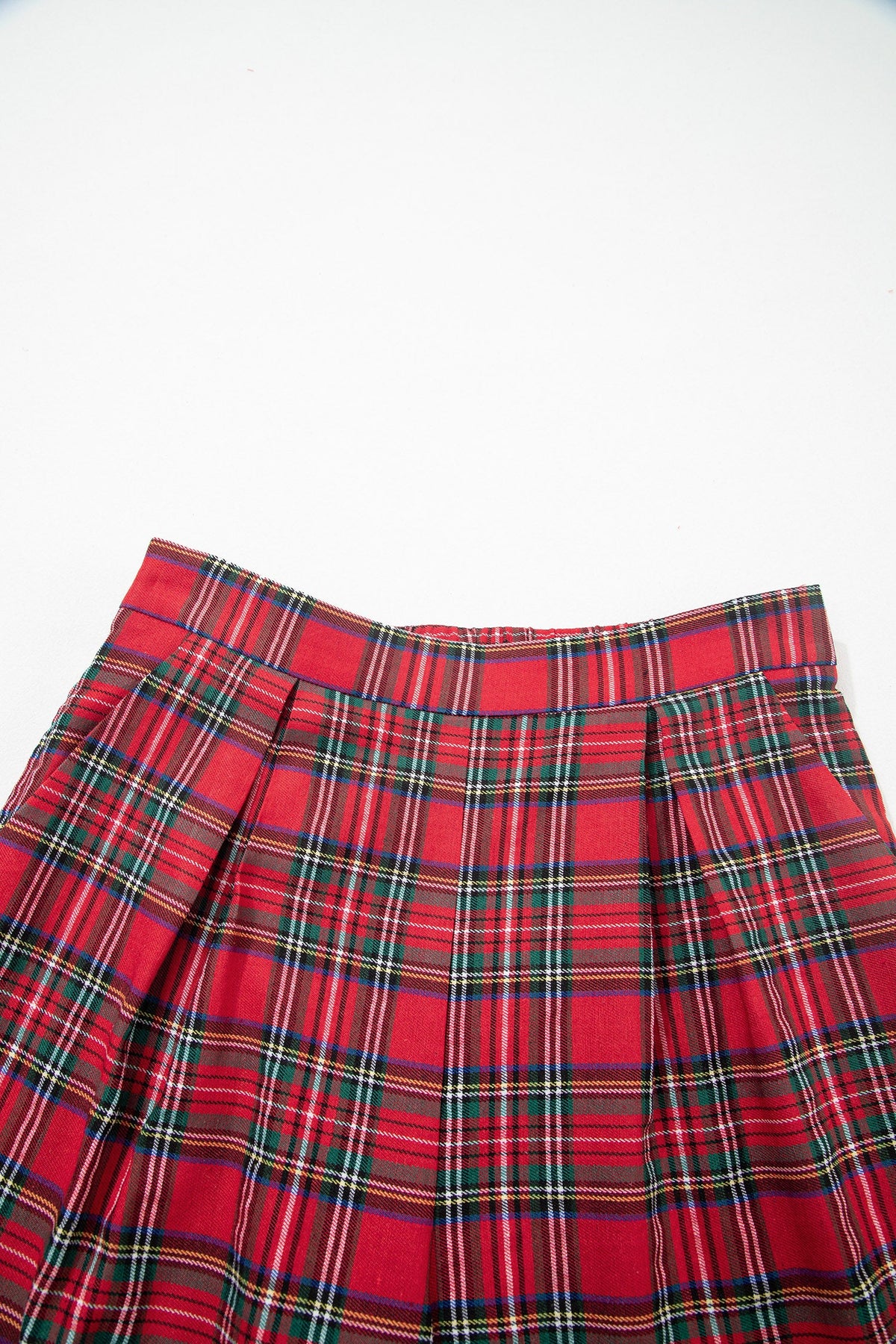 Red Festive Plaid Wide Leg Pull On Pants — image 04