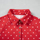 Red Polka Dot Print Metal Button Collar Casual Pullover Sweatshirt — image 04