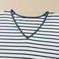 Stripe V-Neck Ruffle Contrast Sleeve Top + Drawstring Pants Set — image 04