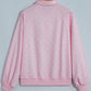 Pink Polka Dot Print Metal Button Collar Casual Pullover Sweatshirt — image 04