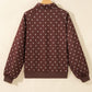 Brown Polka Dot Print Metal Button Collar Casual Pullover Sweatshirt — image 04