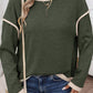 Light Pink Contrast Color Trim Knit Drop Shoulder Loose Top — image 04