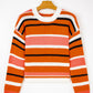 Orange Stripe Drop Shoulder Cropped Pullover Sweater — image 04