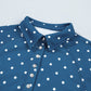 Blue Polka Dot Print Metal Button Collar Casual Pullover Sweatshirt — image 04