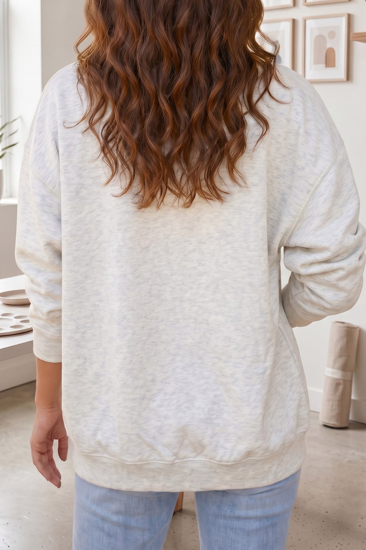 PREORDER // Light Grey WWJD Polka Dot Open Front Tunic Sweatshirt // ETA mid November — image 04