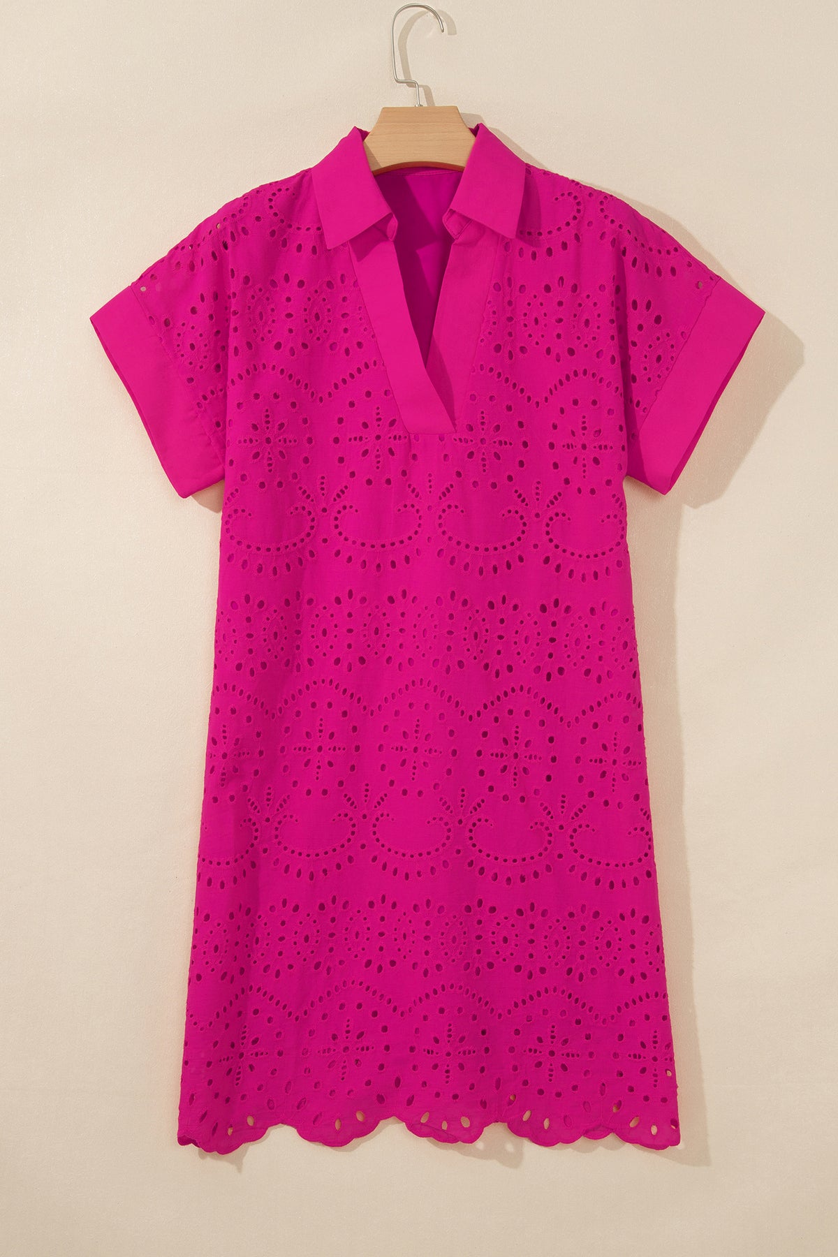 Black Solid Color Eyelet Embroidered T Shirt Mini Dress — image 04