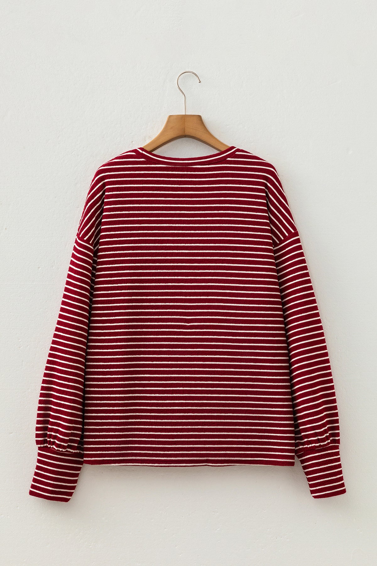 Red Stripe Drop Shoulder Long Sleeve Top — image 04