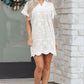 Black Solid Color Eyelet Embroidered T Shirt Mini Dress — image 04