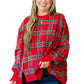 Red Festive Plaid Split Tunic Sweatshirt - Plus — image 04