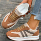 Brown Varsity Color Block Patchwork Lace-up PU Leather Sneakers — image 04