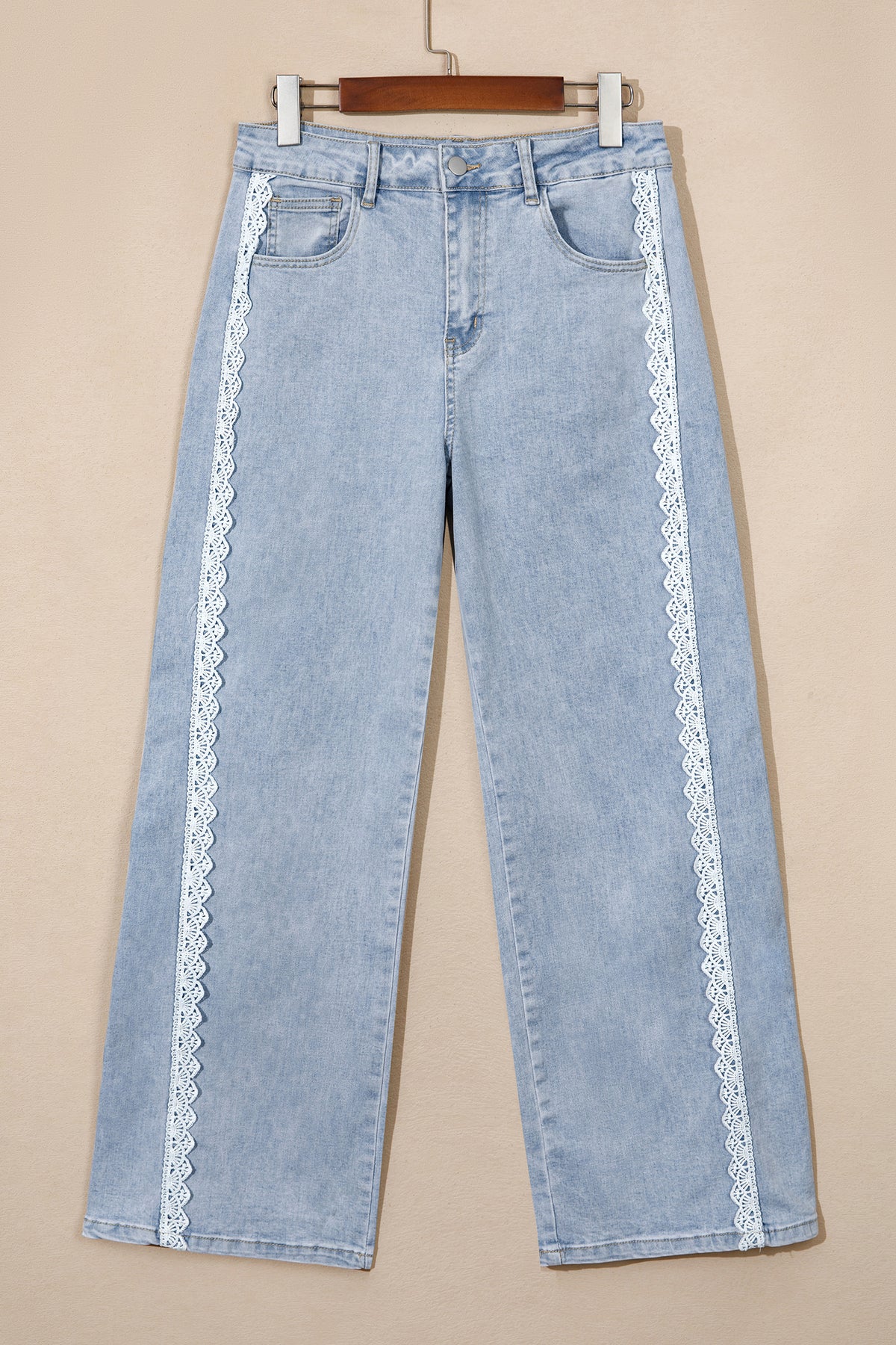 Beau Blue Lace Trim Casual Full-Length Regular Fit Jeans — image 04