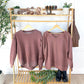 Lace Accent Vintage Wash Pullover - Brown