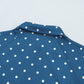 Blue Polka Dot Print Metal Button Collar Casual Pullover Sweatshirt — image 05