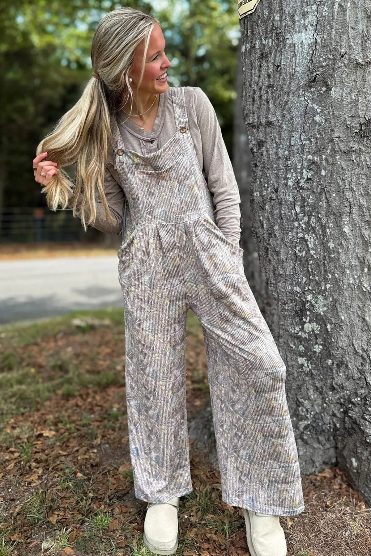 Brown Camo Twist Ribbed Wide Leg Jumpsuit — image 05