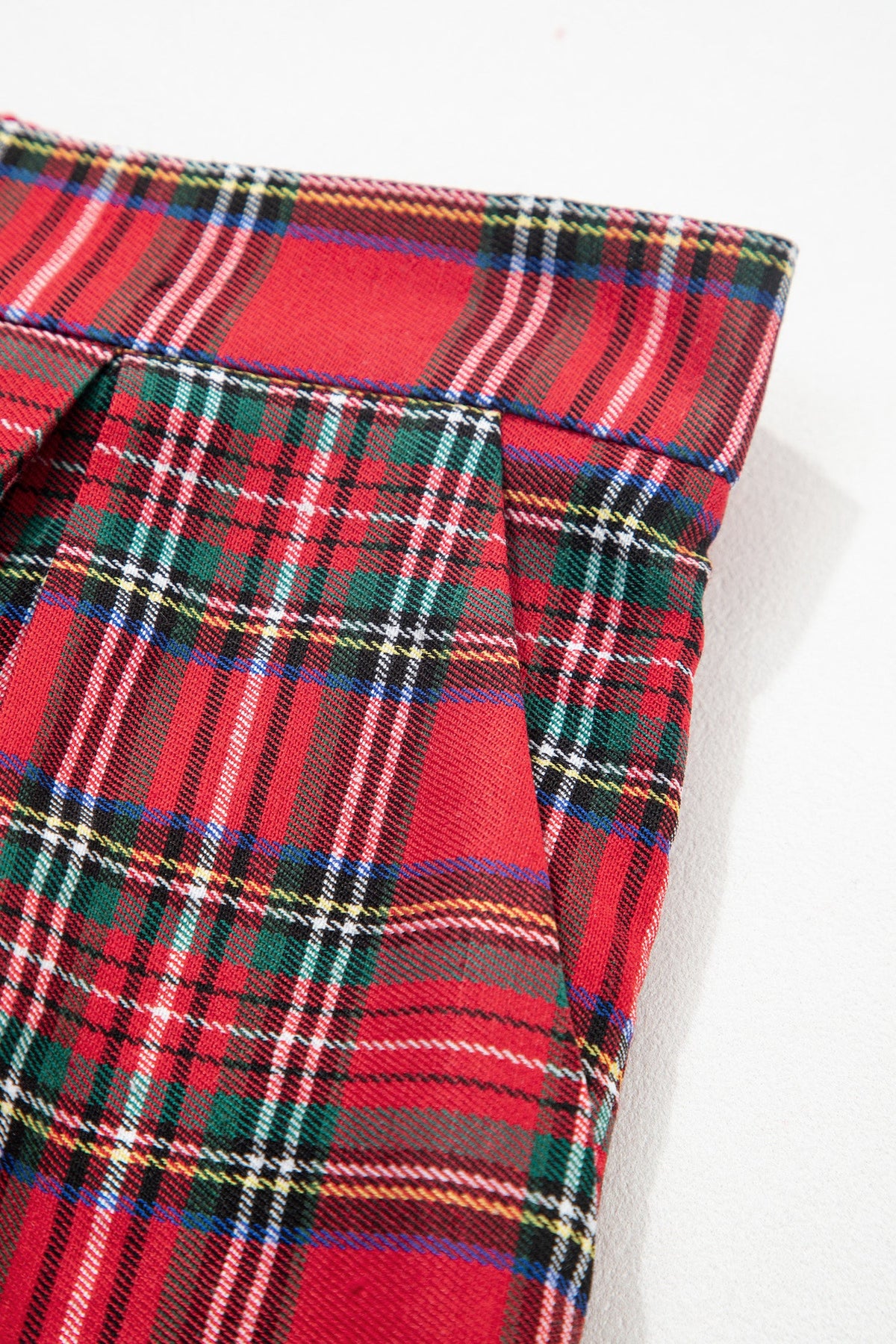 Red Festive Plaid Wide Leg Pull On Pants — image 05