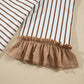Stripe V-Neck Ruffle Contrast Sleeve Top + Drawstring Pants Set — image 05