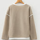 Light Pink Contrast Color Trim Knit Drop Shoulder Loose Top — image 05