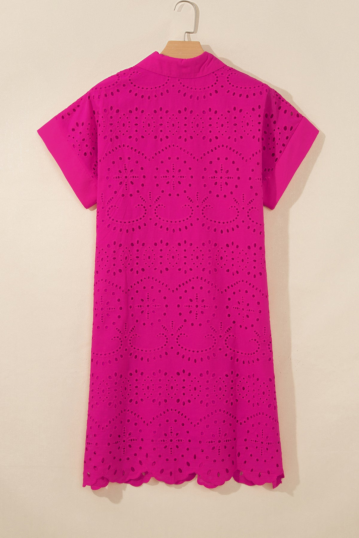Black Solid Color Eyelet Embroidered T Shirt Mini Dress — image 05