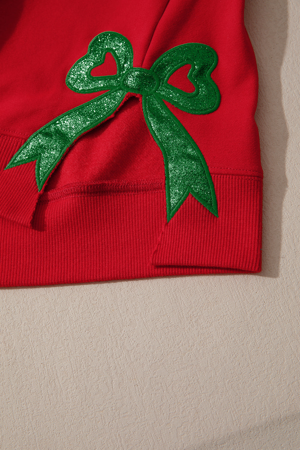 Fiery Red Merry & Bright Plaid Sequin Bow Christmas Sweatshirt — image 05