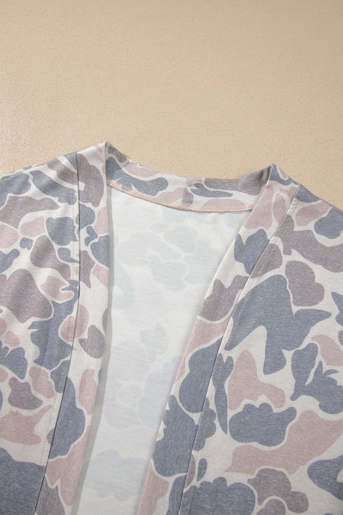 Multicolor Camouflage Print Long Sleeve Open Front Tunic Cardigan — image 05