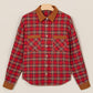 Red Plaid Color Block Collared Button Shacket — image 05