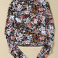 Brown Floral Long Sleeve High Neck Sheath Mesh Blouse — image 05