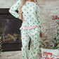Green Bow Christmas Tree Print Contrast Striped Banding 2pcs Lounge Set — image 05