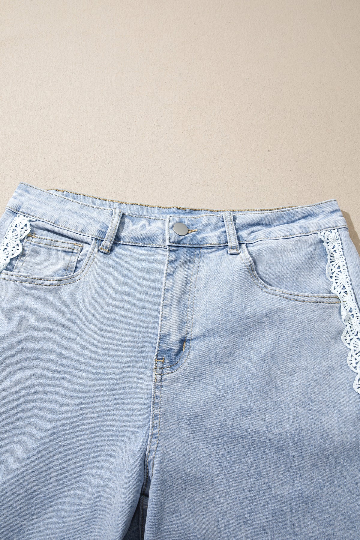 Beau Blue Lace Trim Casual Full-Length Regular Fit Jeans — image 06