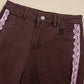 Coffee Lace Trim Casual Full-Length Regular Fit Jeans — image 06