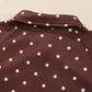 Brown Polka Dot Print Metal Button Collar Casual Pullover Sweatshirt — image 06