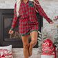Red Plaid Contrast Patched Christmas Shirt & Short Pajama Set — image 06