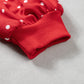 Red Polka Dot Print Metal Button Collar Casual Pullover Sweatshirt — image 06
