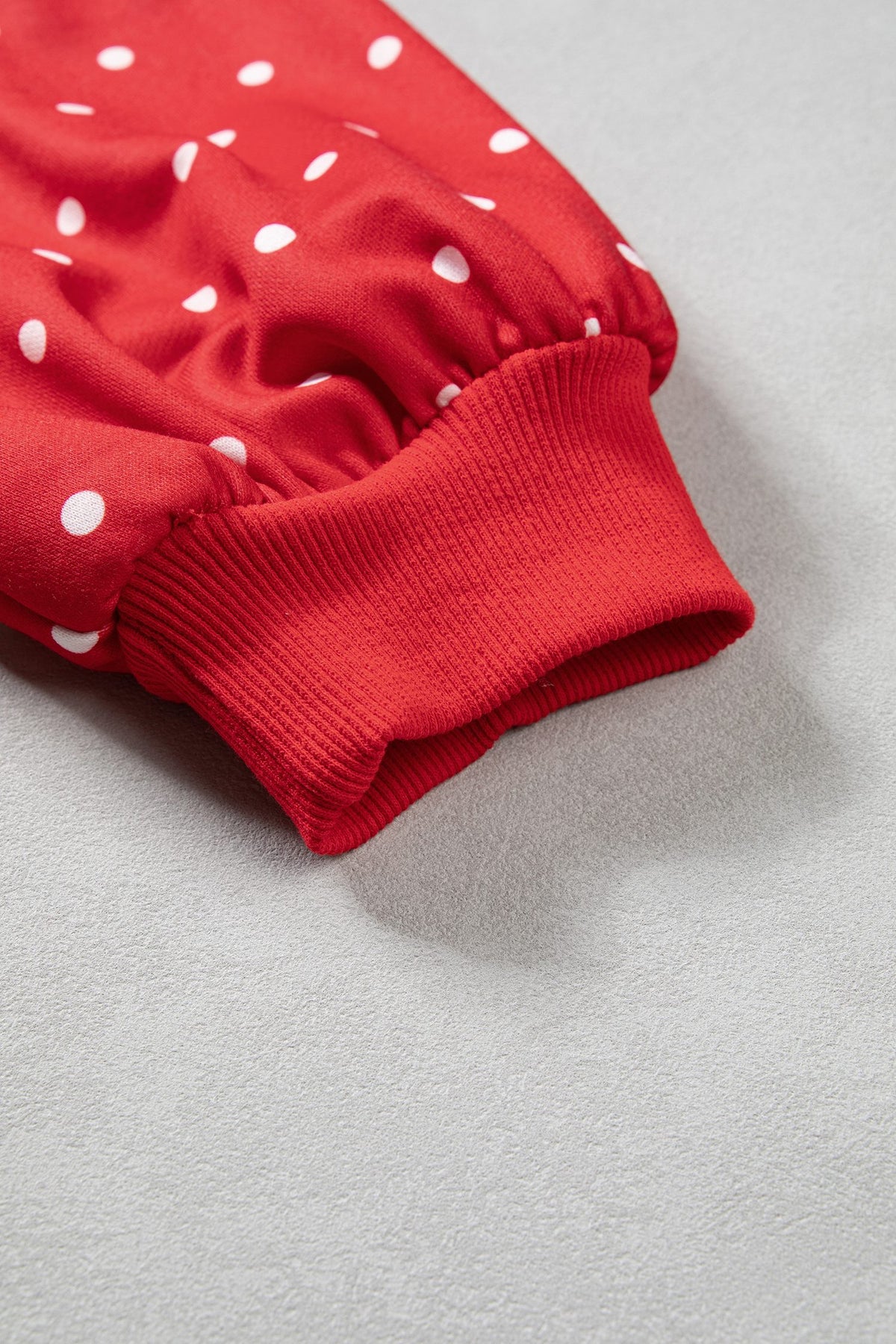 Red Polka Dot Print Metal Button Collar Casual Pullover Sweatshirt — image 06