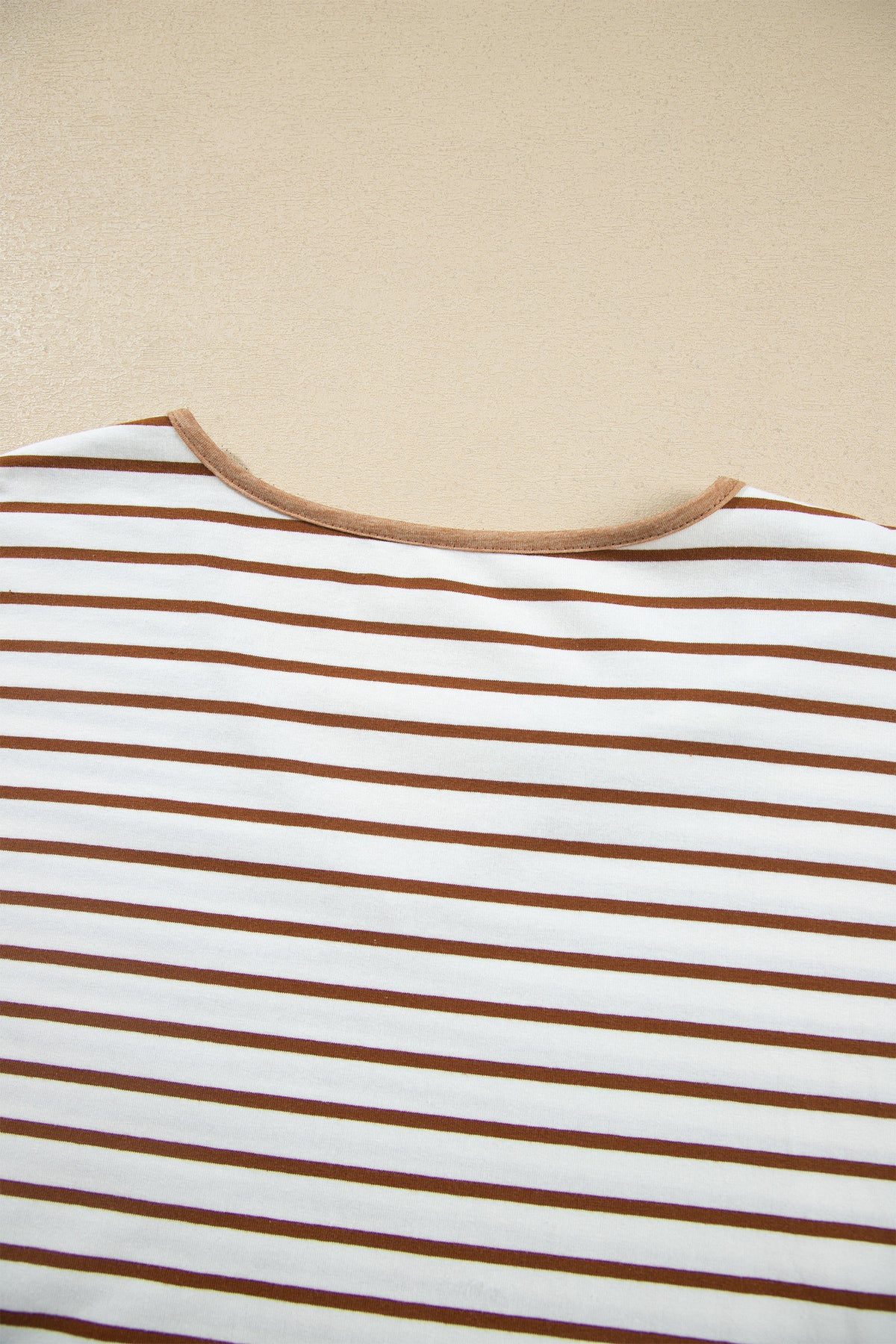 Stripe V-Neck Ruffle Contrast Sleeve Top + Drawstring Pants Set — image 06
