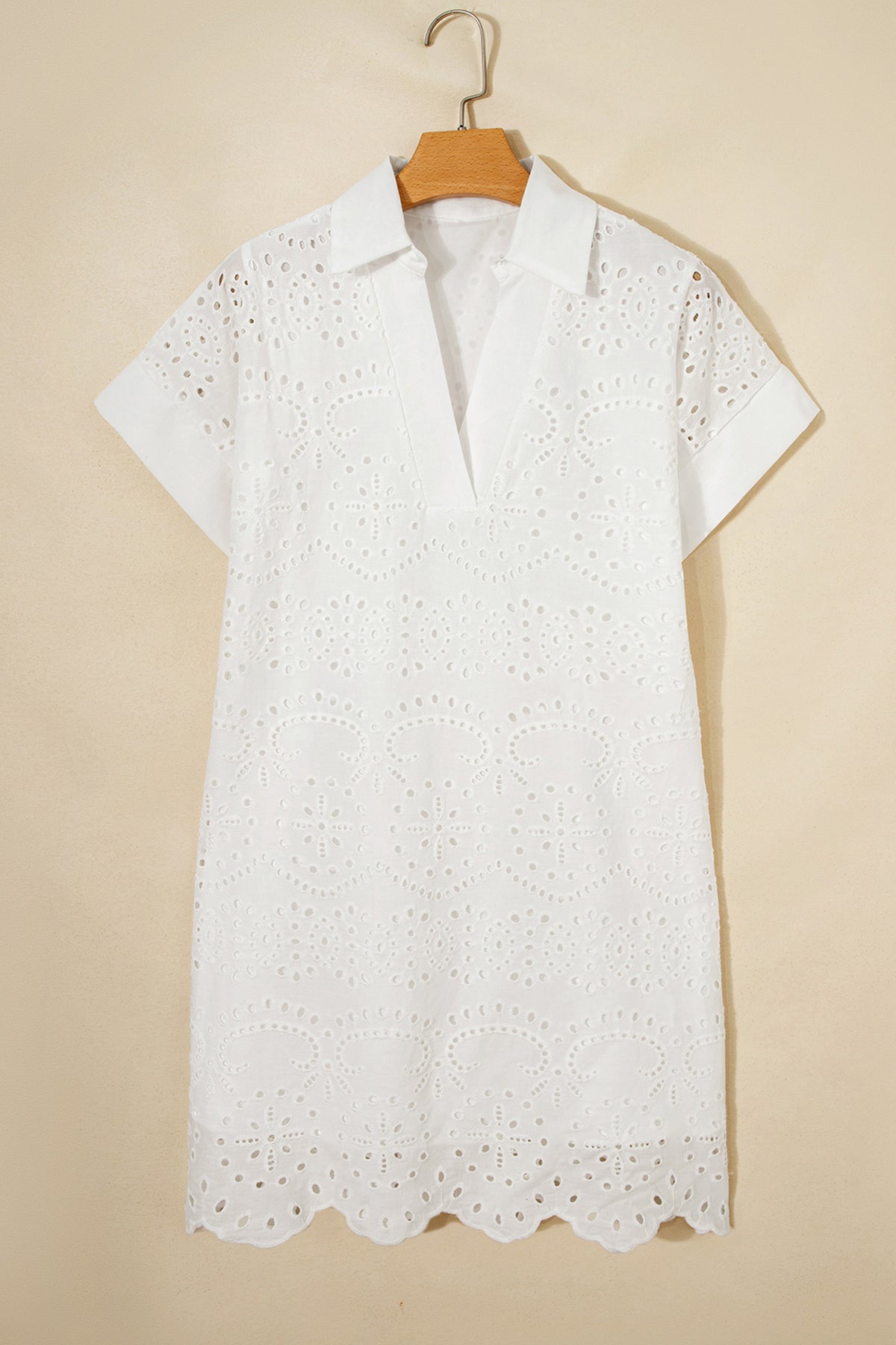 Black Solid Color Eyelet Embroidered T Shirt Mini Dress — image 06