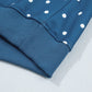 Blue Polka Dot Print Metal Button Collar Casual Pullover Sweatshirt — image 06