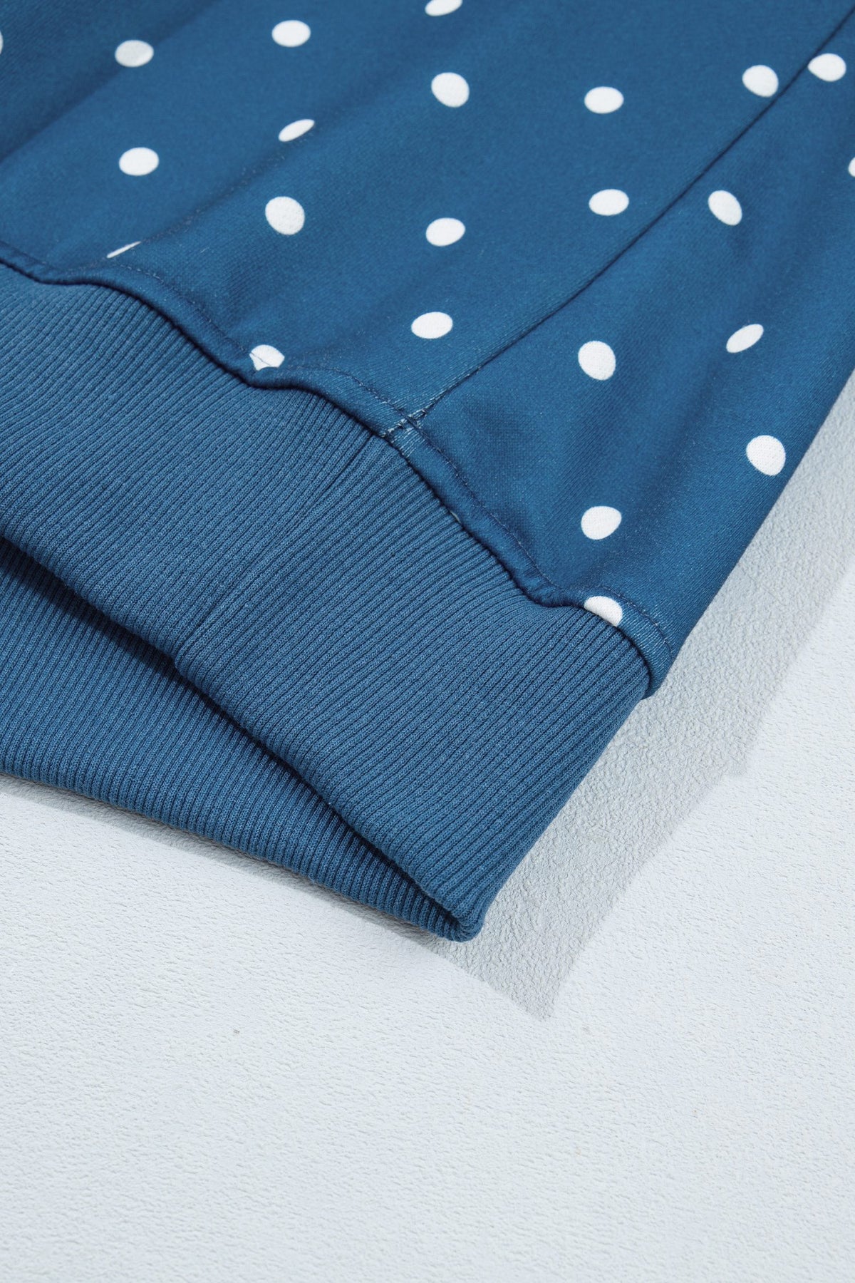 Blue Polka Dot Print Metal Button Collar Casual Pullover Sweatshirt — image 06