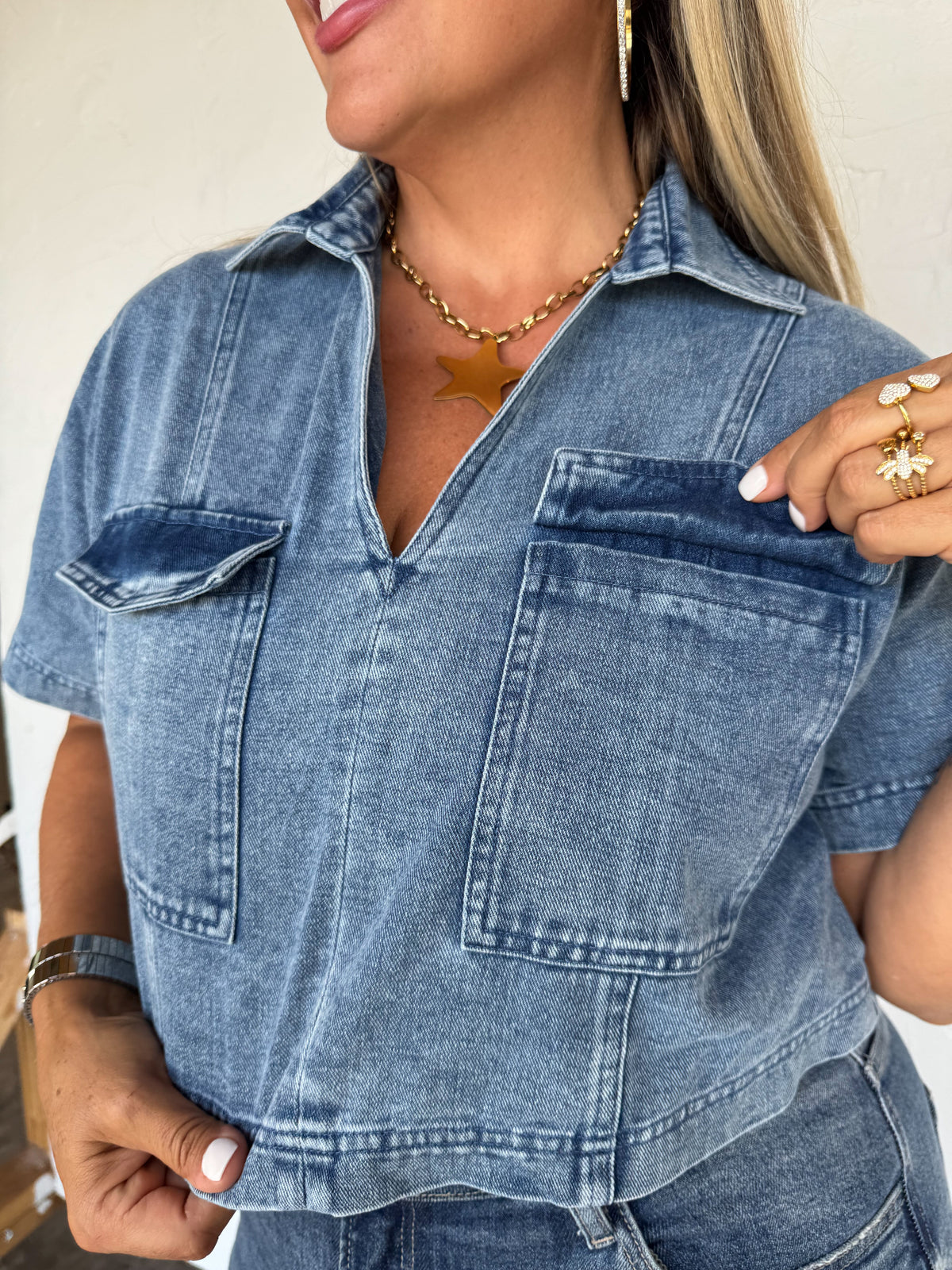 PREORDER: Andi Denim Pocket Top // ETA late December–early January — image 06