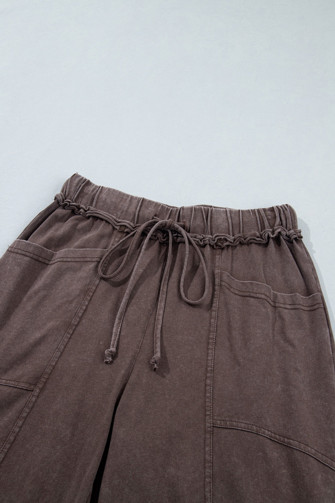 Mineral Wash Seam Detail Flare Leg Drawstring Pants — image 06