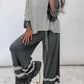 Stripe V-Neck Ruffle Contrast Sleeve Top + Drawstring Pants Set — image 06