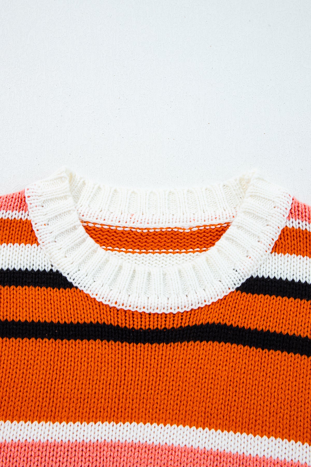 Orange Stripe Drop Shoulder Cropped Pullover Sweater — image 06