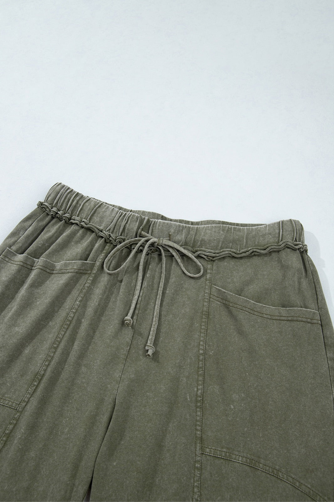 Mineral Wash Seam Detail Flare Leg Drawstring Pants — image 06