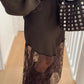 PREORDER // Dark Brown Lace Patchwork Hem Long Skirt // ETA November — image 06