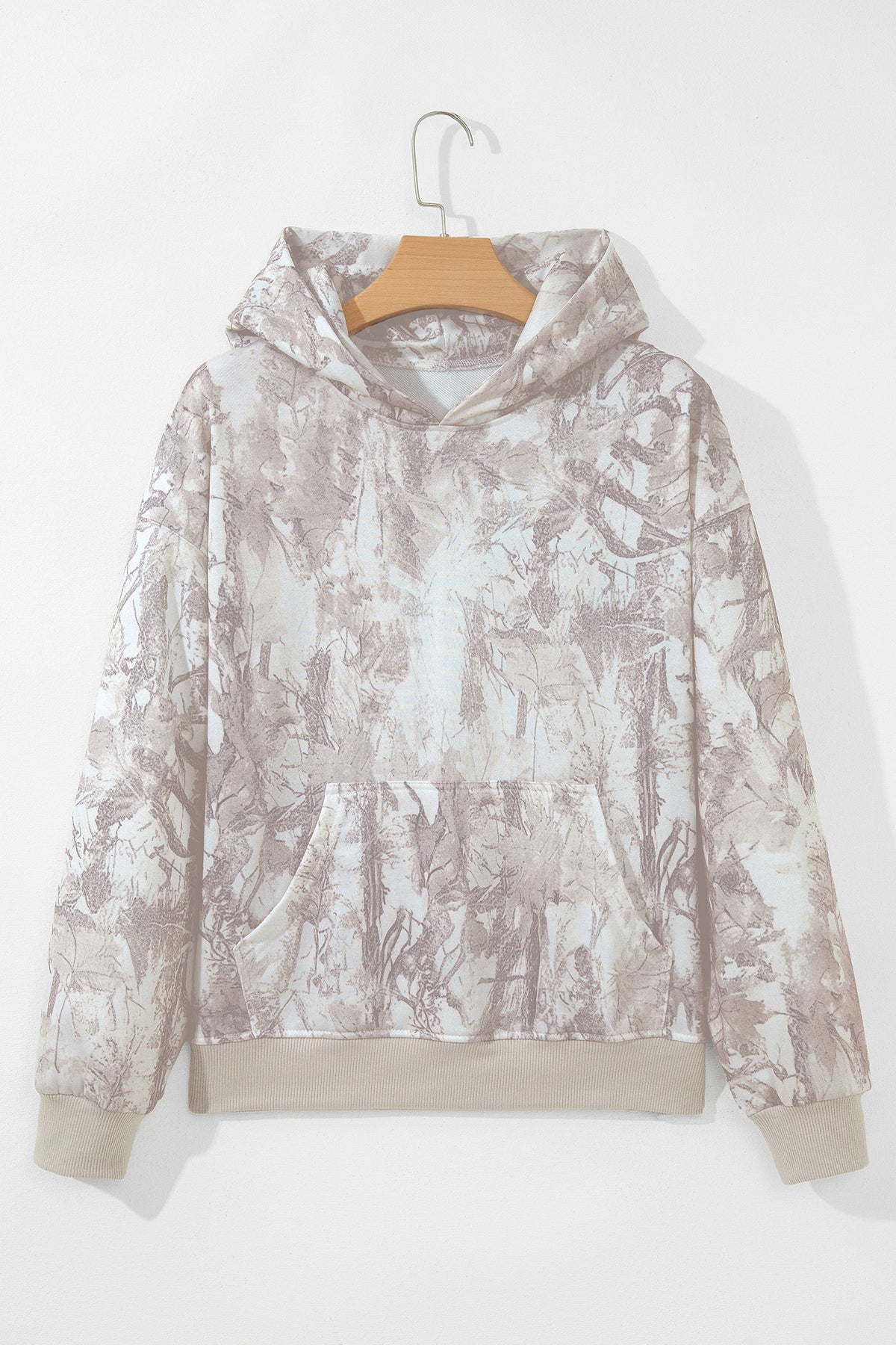 Gray Abstract Print Ribbed Hoodie — image 06