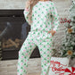 Green Bow Christmas Tree Print Contrast Striped Banding 2pcs Lounge Set — image 06