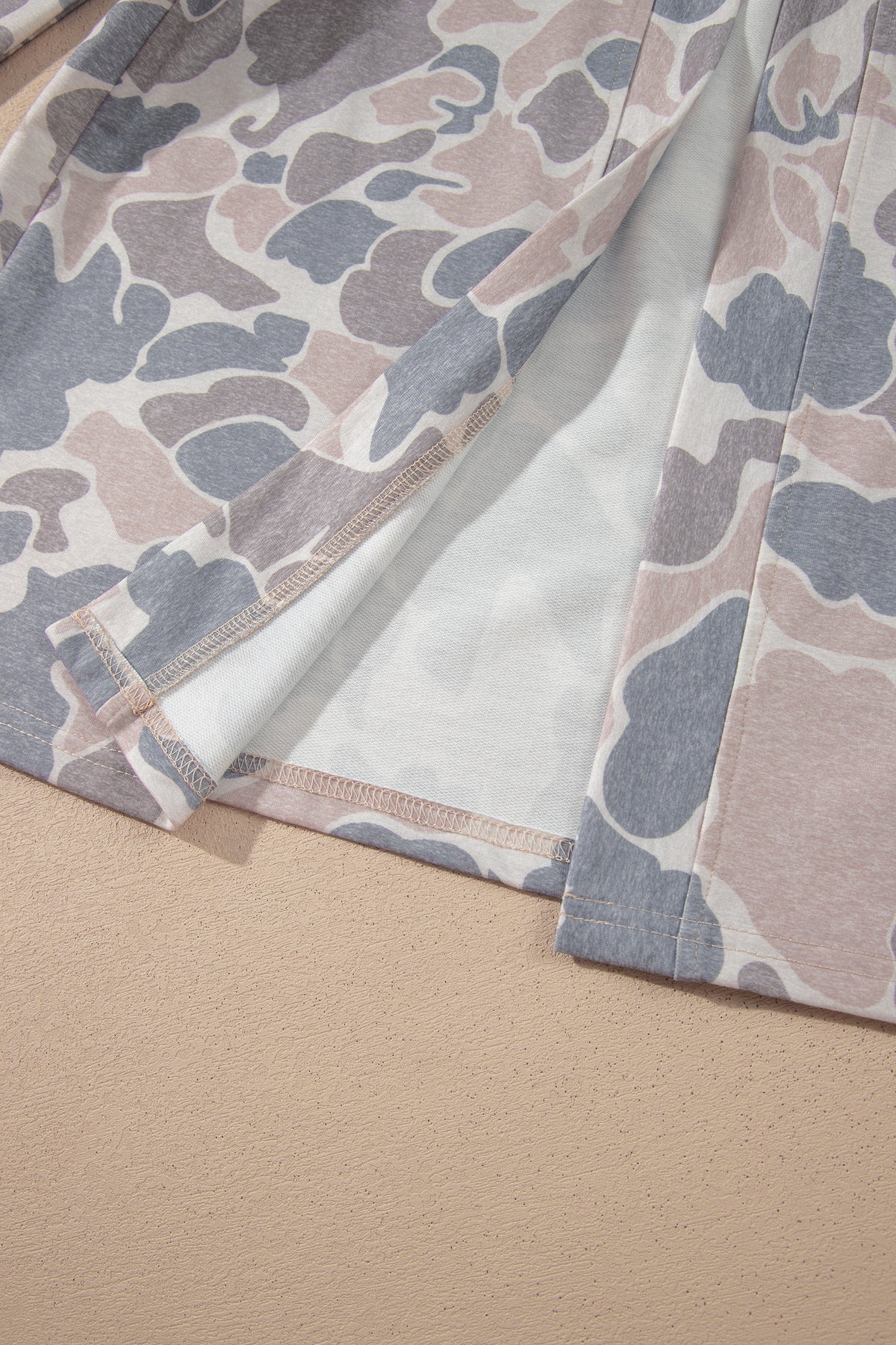 Multicolor Camouflage Print Long Sleeve Open Front Tunic Cardigan — image 06