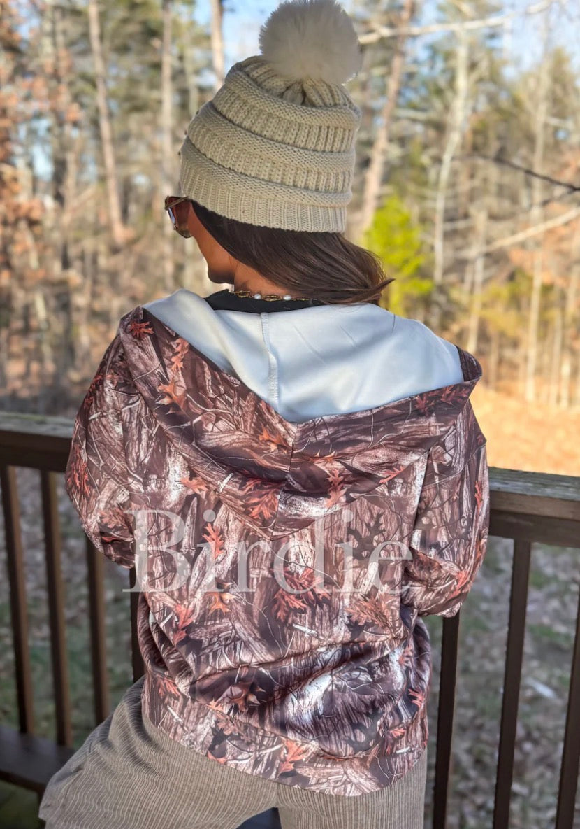 PREORDER: Dark Woodland Camo Full Zip Hoodie // 3-4 weeks eta